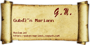 Gubán Mariann névjegykártya